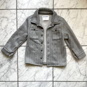NWOT Old Navy Gray Herringbone Sweater Fleece Utility Shacket